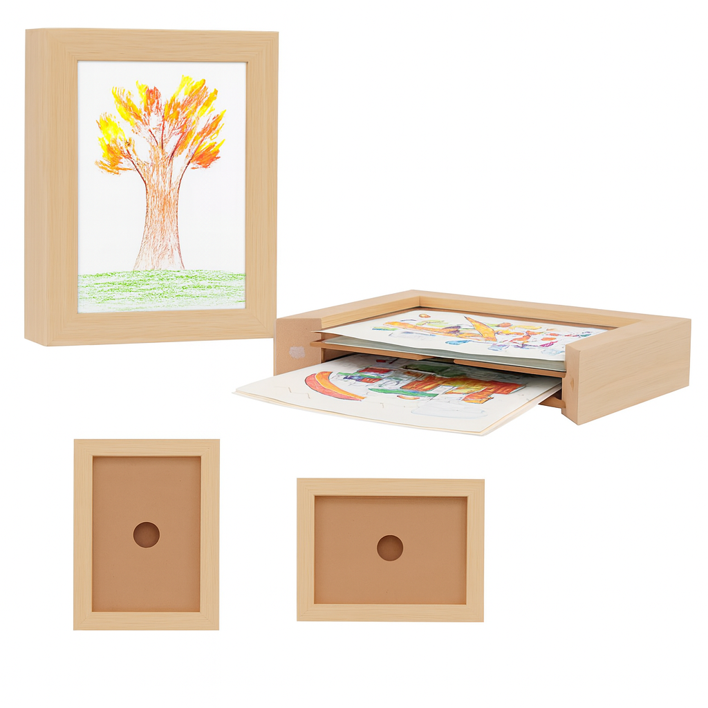 Velini A4 Tekeningen Wissel Fotolijst open eiken en achterzijde