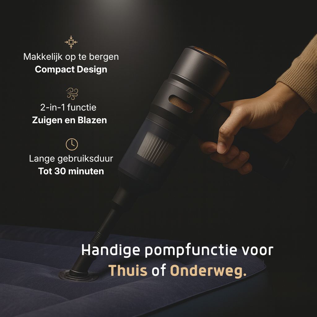 Velini handstofzuiger met 18.000Pa zuigkracht, ideaal voor auto-interieur en moeilijk bereikbare plekken.