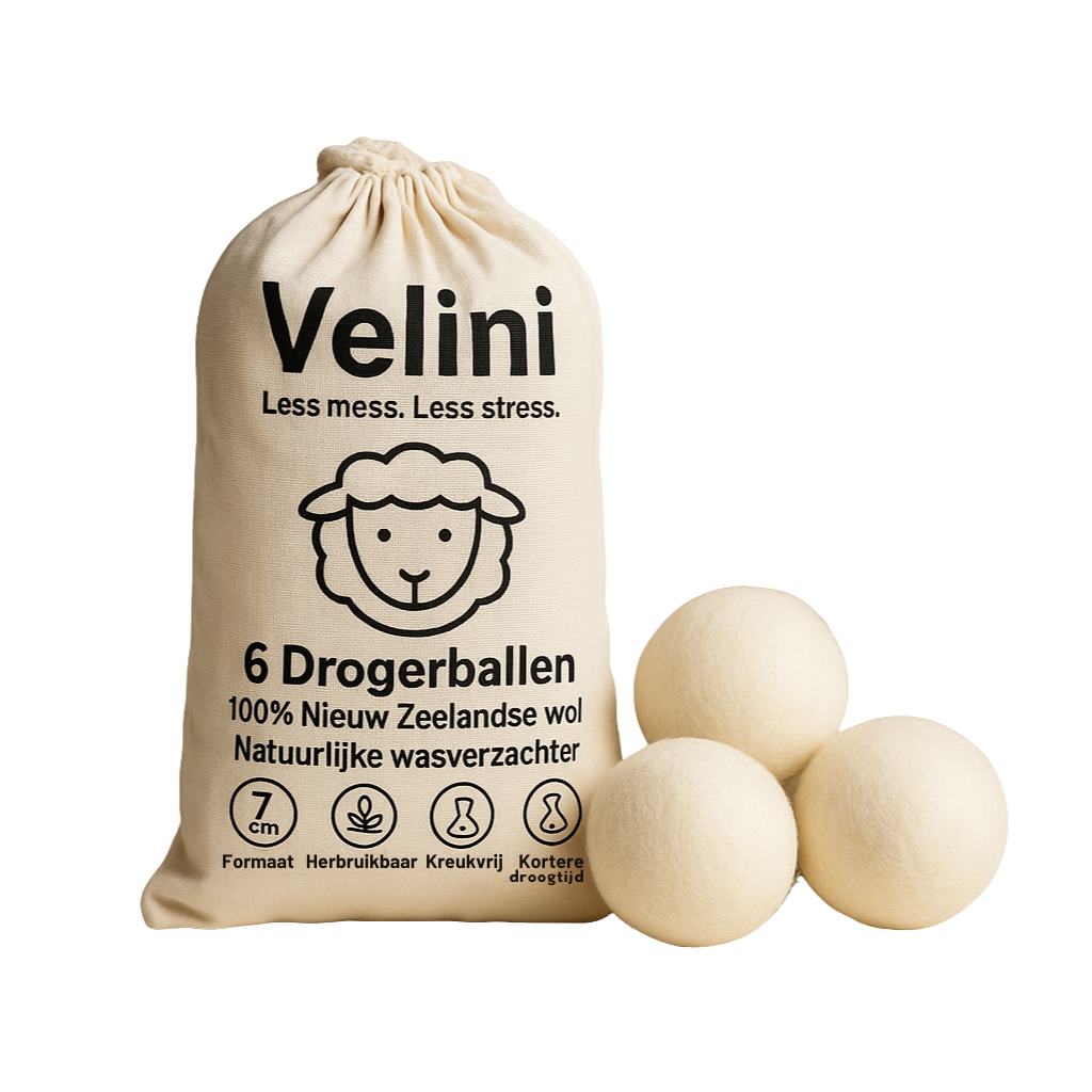 Velini drogerballen 6 stuks van 100% Nieuw-Zeelandse wol