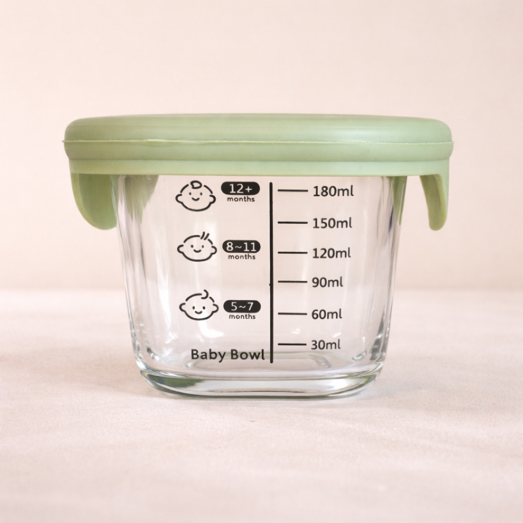 Velini Glazen Babyvoedingspotjes 180 ml 2 Stuks – Duurzaam, Herbruikbaar & Met Maatverdeling