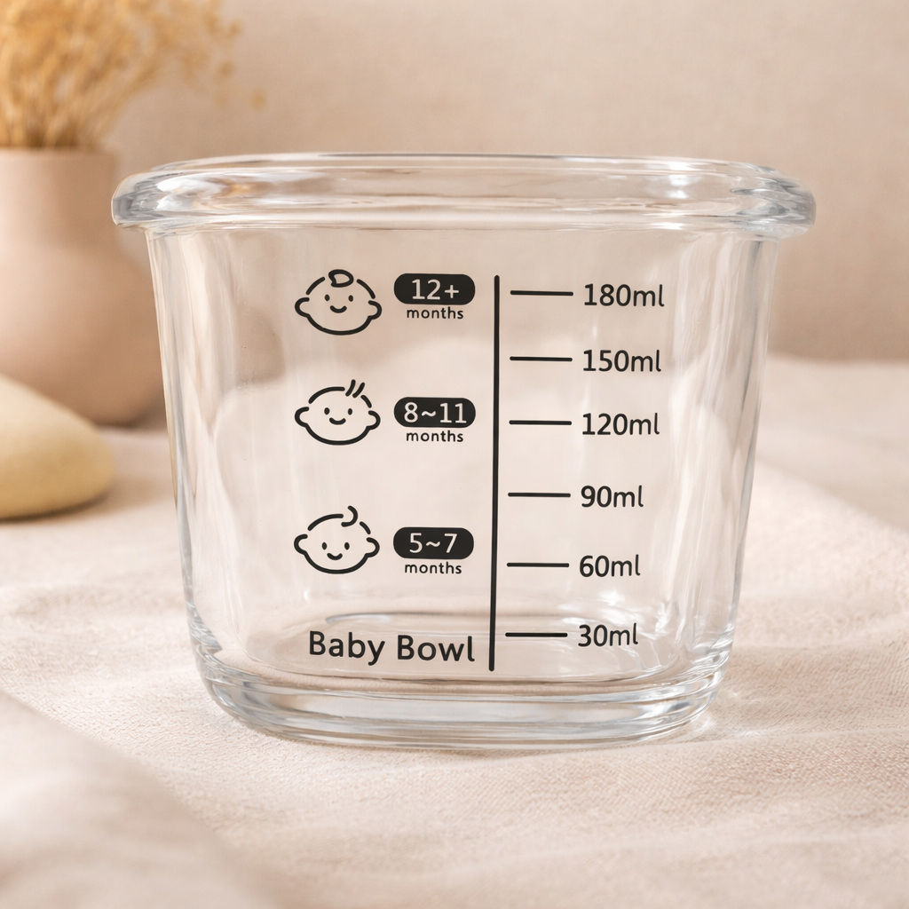 Velini Glazen Babyvoedingspotjes 180 ml 2 Stuks – Duurzaam, Herbruikbaar & Met Maatverdeling