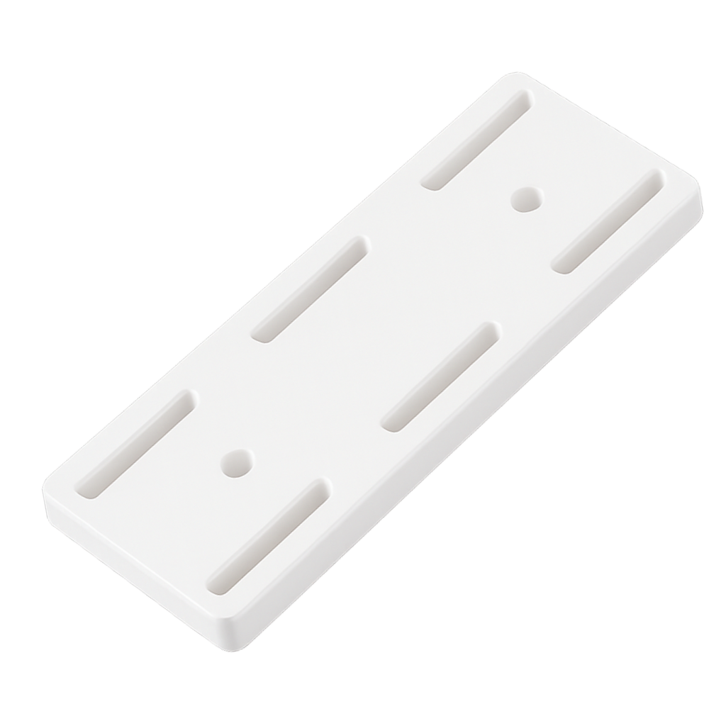 Witte Velini houder voor stekkerdoos of verlengsnoer, minimalistisch design voor wandmontage.