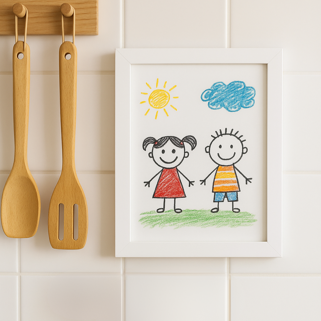 Velini A4 Tekeningen Wissel Fotolijst wit in de keuken