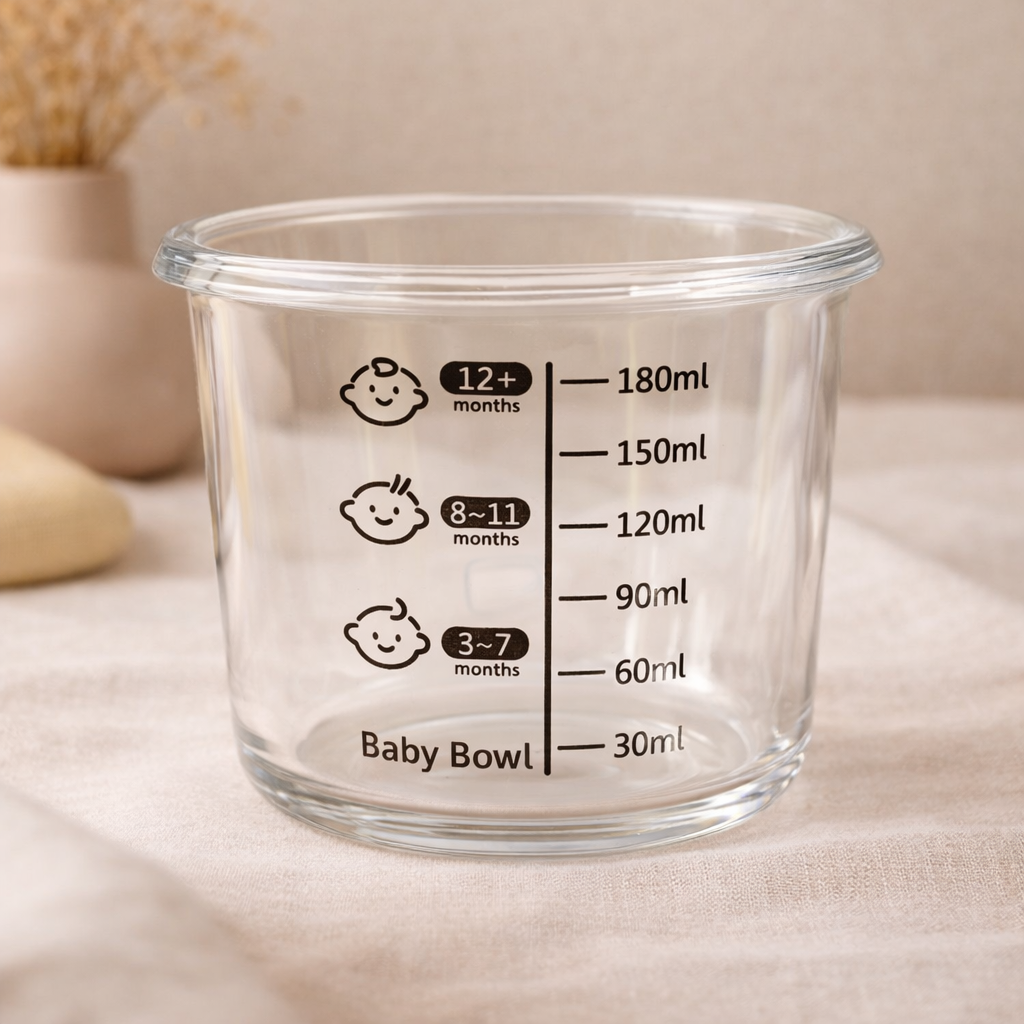 Velini Glazen Babyvoedingspotjes 180 ml 2 Stuks – Duurzaam, Herbruikbaar & Met Maatverdeling
