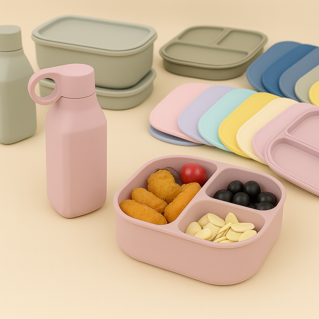 Velini Siliconen Lunch- en Drinkbeker Set multi-kleuren