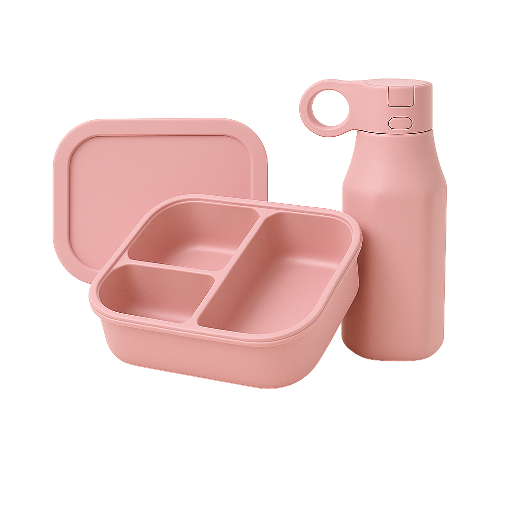 Velini Siliconen Lunch- en Drinkbeker Set Roze