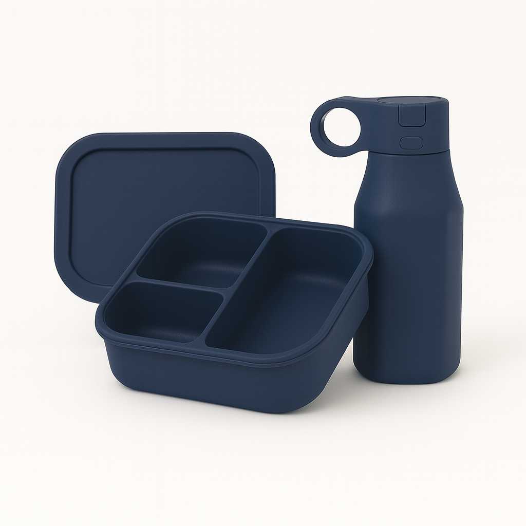 Velini Siliconen Lunch- en Drinkbeker Set blauw