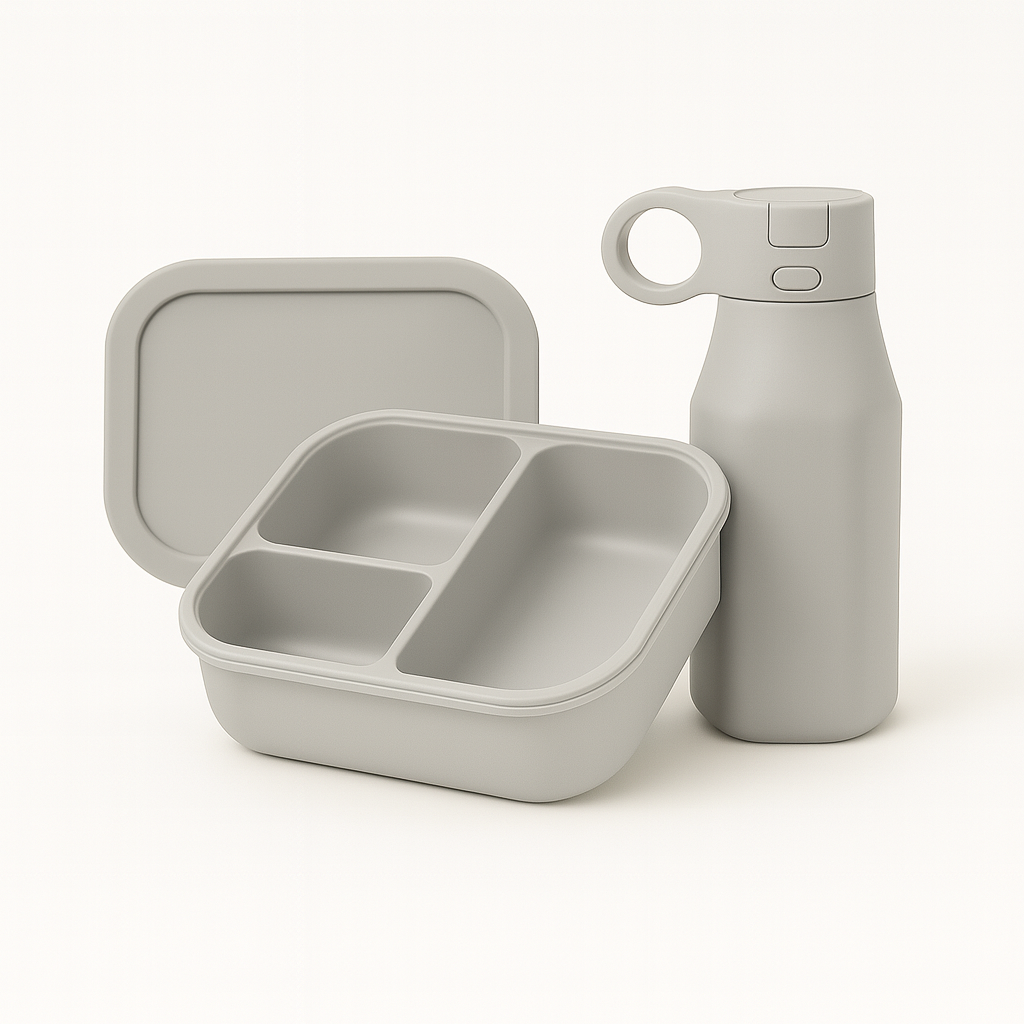 Velini Siliconen Lunch- en Drinkbeker Set Grijs