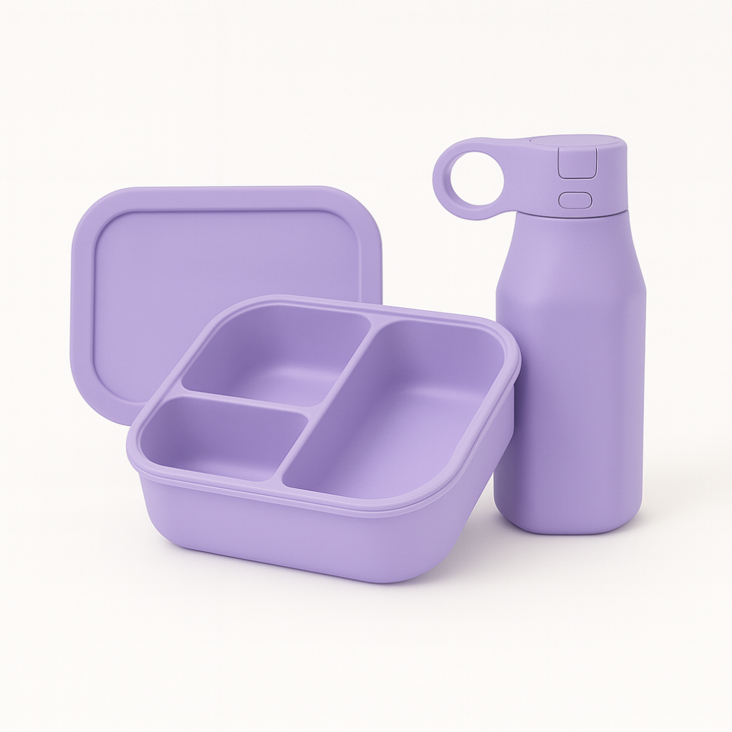 Velini Siliconen Lunch- en Drinkbeker Set lila paars