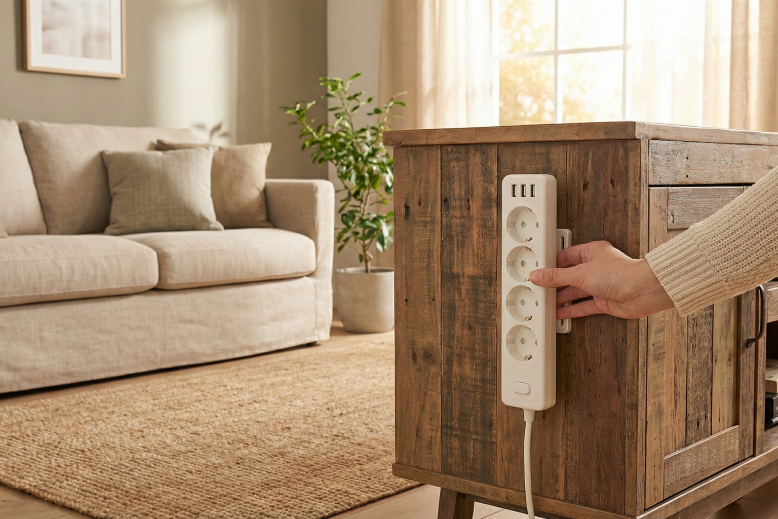 Velini stekker houder gebruikt op de kast in de woonkamer